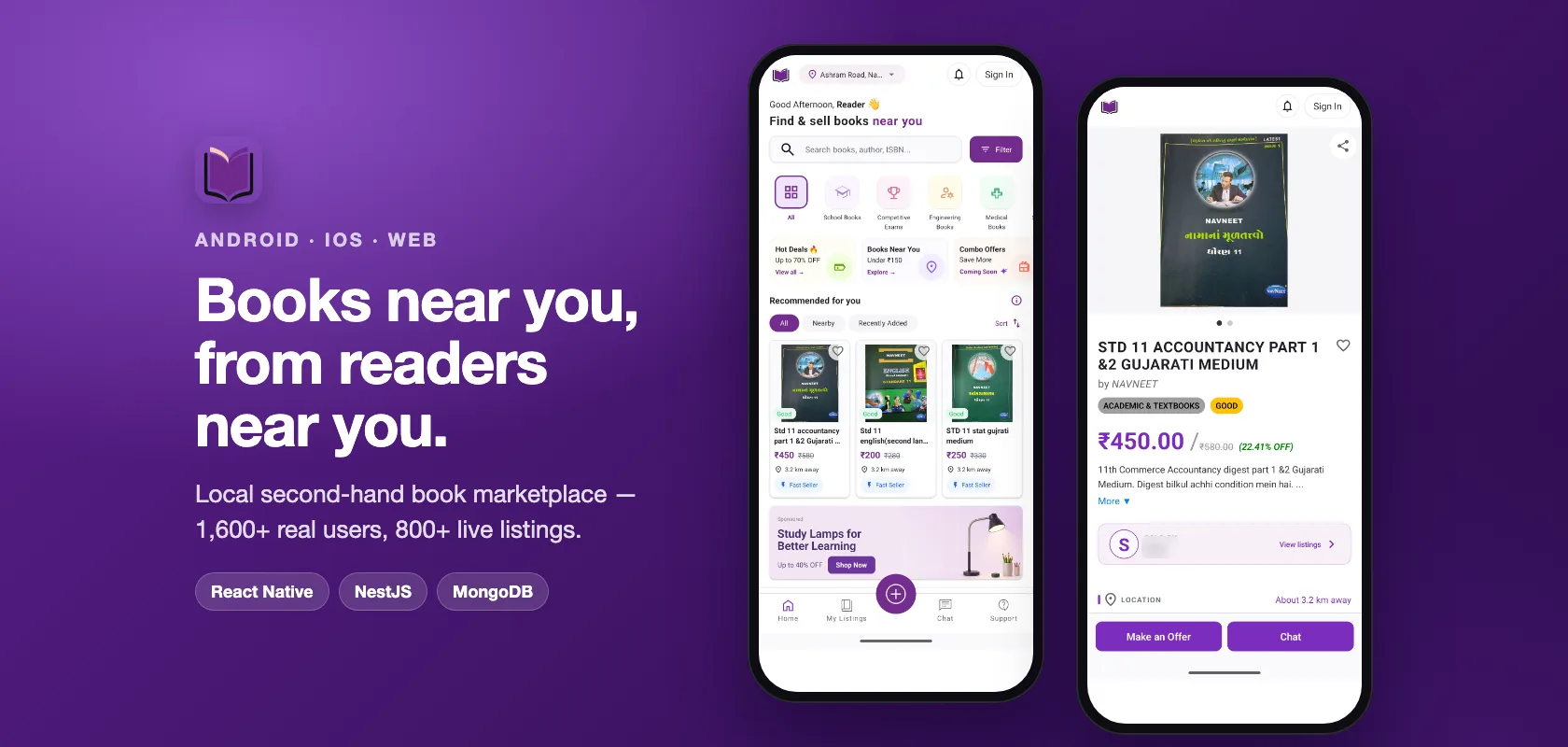Apnabook Android app: home feed and book details